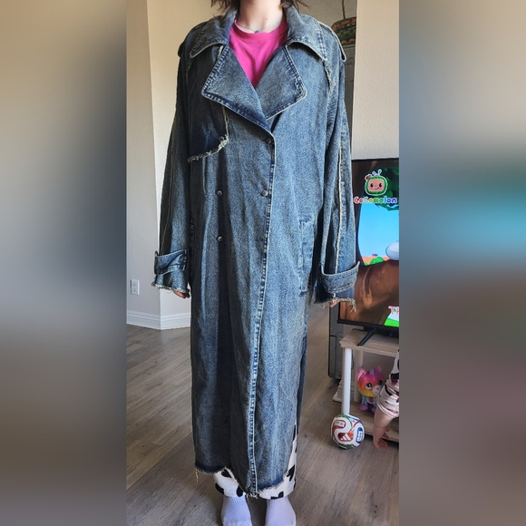 Long Denim Trench Coat - Picture 4 of 5